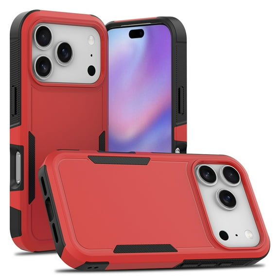 Decase Compatible with iPhone 17 Pro 2025 Case, Heavy Duty Hybrid 2 in 1 Hard PC+Soft Flexible Rubber Silicone Dual-Layer Cover,Shockproof Protective Phone Case for iPhone 17 Pro,Red
