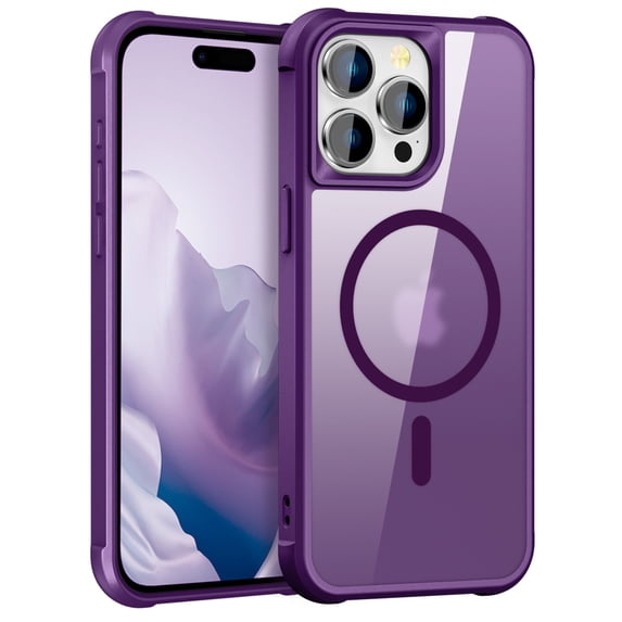 Decase Compatible with MagSafe Case for iPhone 15 Pro Max, Slim Anti-Scratch Magnetic MagSafe Rugged Hybrid Shockproof Case Cover, purple