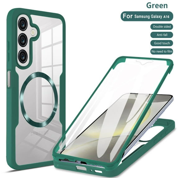 Decase Cover For Samsung Galaxy A36 5G Full Body Magnetic Case,Slim Shockproof with Built-in Screen Protector Magnetic Mag-safe Dual-layer Protector Acrylic Back Cover Case ,Darkgreen
