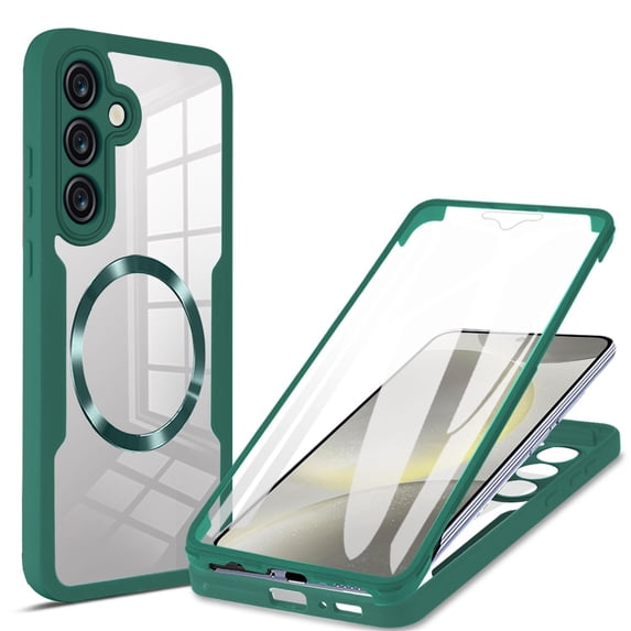 Decase Cover For Samsung Galaxy S22 Plus Full Body Magnetic Case,Slim Shockproof with Built-in Screen Protector Magnetic Mag-safe Dual-layer Protector Acrylic Back Cover Case ,Darkgreen