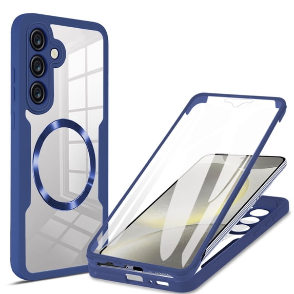 Decase Cover For Samsung Galaxy S23 Full Body Magnetic Case,Slim Shockproof with Built-in Screen Protector Magnetic Mag-safe Dual-layer Protector Acrylic Back Cover Case ,Blue