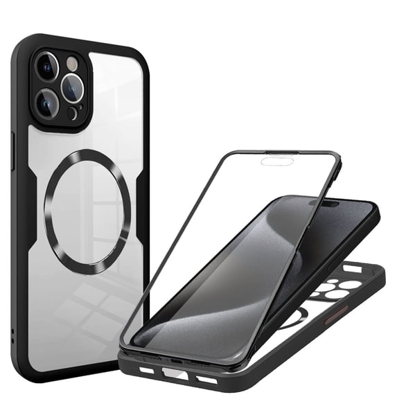 Decase Cover For iPhone 13 Pro Max Full Body Magnetic Case,Slim Shockproof with Built-in Screen Protector Magnetic Mag-safe Dual-layer Protector Acrylic Back Cover Case ,Black