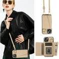 thumbnail image 1 of Decase Crossbody Phone Case and Wallet - for Apple iPhone 15,PU Leather Card Slots Holder Case Cover Built-in Makeup Mirror & Camera Lens Protector & Shoulder Strap - Khaki, 1 of 8