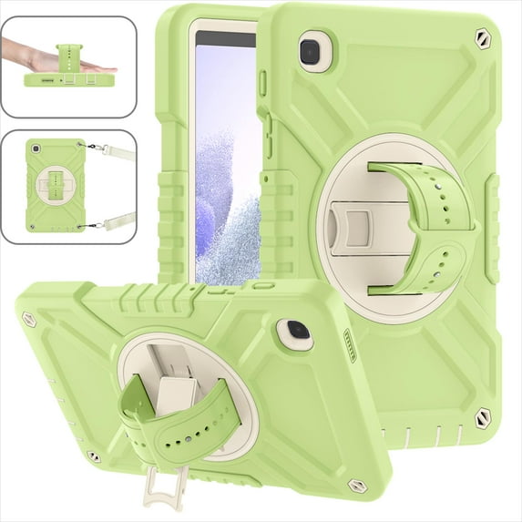 Decase Crossbody for Samsung Galaxy Tab A7 Lite 8.7" T220/T225 Military Grade Protection Case,with Kickstand, Hand Strap,with Pen Holder,Rugged Shockproof Heavy Duty Case Cover,Greenwhite