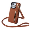 thumbnail image 1 of Decase Crossbody Wallet Case with Credit Card Holder Stand for iPhone 14, RFID Blocking Design,with Wrist Strap Rugged Shockproof PU Leather Case Cover, brown, 1 of 8