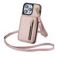 thumbnail image 1 of Decase Crossbody Wallet Case with Credit Card Holder Stand for iPhone 14, RFID Blocking Design,with Wrist Strap Rugged Shockproof PU Leather Case Cover, rosegold, 1 of 8
