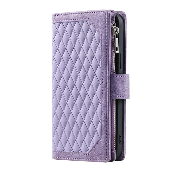 Decase Crossbody Wallet Case For Google Pixel 8 Pro with Card Holder Kickstand,with Shoulder Strap &Wrist Strap,Magnetic Closure Flip PU Leather Zipper Purse Shockproof Case Cover,Purple