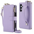 thumbnail image 1 of Decase Crossbody Wallet Case for Samsung Galaxy A54 5G RFID Blocking 6-Card Holder Soft PU Leather Adjustable Shoulder Strap Zipper Pocket Metal Buckle Wristband Phone Case,Violet, 1 of 7