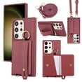 thumbnail image 1 of Decase Crossbody Wallet Case for Samsung Galaxy S22 Ultra with Strap, Ring Kickstand & Card Slot, Lychee Pattern PU Leather Purse Case for Samsung Galaxy S22 Ultra 6.8 inch, Winered, 1 of 9