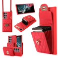 thumbnail image 1 of Decase Crossbody Wallet Case for Samsung Galaxy S23 Ultra, RFID Blocking Leather Purse Case with Card Holder, Protective Handbag Flip Cover with Strap Lanyard for Women 5G 6.8 Inch, Red, 1 of 9