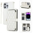 thumbnail image 1 of Decase Crossbody Wallet Case for iPhone 14, Shockproof Card Holder Stand Shoulder Strap Magnetic Clasp Wristband Multifunction Full Body Protection Phone Case Cover, white, 1 of 8
