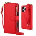 thumbnail image 1 of Decase Crossbody Wallet Case for iPhone 15 Pro RFID Blocking 6-Card Holder Soft PU Leather Adjustable Shoulder Strap Zipper Pocket Metal Buckle Wristband Phone Case for iPhone 15 Pro,Red, 1 of 7