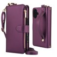 thumbnail image 1 of Decase Crossbody Wallet Case for iPhone 16 RFID Blocking 6-Card Holder Soft PU Leather Adjustable Shoulder Strap Zipper Pocket Metal Buckle Wristband Phone Case for iPhone 16,Deep Purple, 1 of 7
