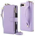 thumbnail image 1 of Decase Crossbody Wallet Case for iPhone 8 Plus/7 Plus RFID Blocking 6-Card Holder Soft PU Leather Adjustable Shoulder Strap Zipper Pocket Metal Buckle Wristband Phone Case 5.5",Violet, 1 of 7