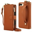 thumbnail image 1 of Decase Crossbody Wallet Case for iPhone 8 Plus/7 Plus RFID Blocking 6-Card Holder Soft PU Leather Adjustable Shoulder Strap Zipper Pocket Metal Buckle Wristband Phone Case 5.5",Brown, 1 of 7