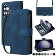 thumbnail image 1 of Decase Crossbody Zipper Wallet Case for Samsung Galaxy Z Fold 5 5G,Credit Card Slot Holder Stand,Flip PU Leather Shoulder Strap Rugged Shockproof Full Body Protection Case Cover,Blue, 1 of 6