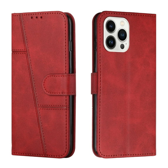 Decase for Decase for iPhone 15 Pro Max Phone Wallet Case,Magnetic Women Men Flip Folio Cover with Credit Card Cash Holders PU Leather Wrist Strap Purse Shell,for iPhone 15 Pro Max 6.7", Red