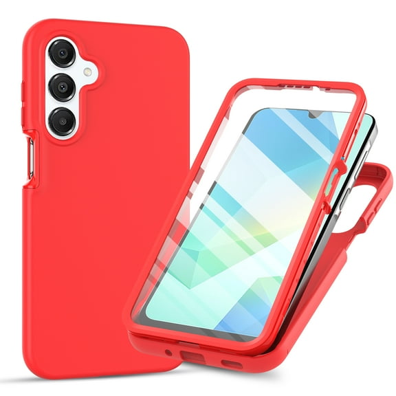 Decase Dual-Layer Hard Case for Samsung Galaxy A16 5G,Shock-Absorbent Hybrid PC+TPU Rugged Bumper Cover,Heavy Duty A16 Case,Full Body Protection with Built-in Screen Protector,Red