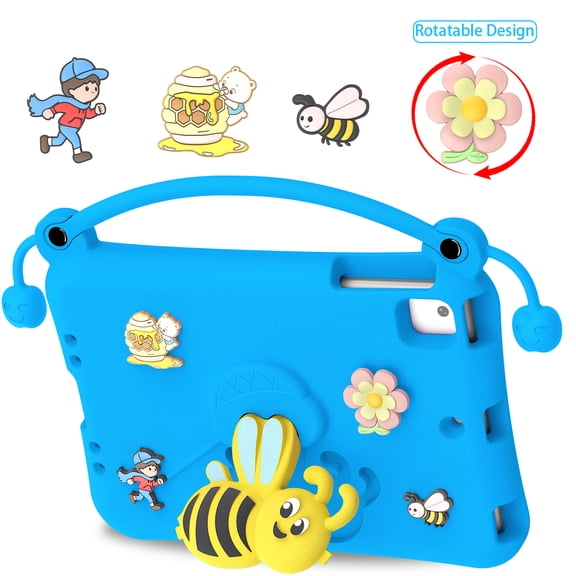Decase EVA Tablet Case for iPad mini 5 Generation 2019/ Mini 4 3 2 1 (7.9 inch),Unique Kids Little Bee Pattern Tablet Case with Handle,Shock-Absorbent Stand Cover,Blue