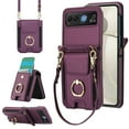 thumbnail image 1 of Decase Fashion Hybrid Phone Case Compatible with Motorola Razr 40 Wallet Cover with Ring Crossbody Wrist Strap Lanyard Credit Card Holder Slot Fits for Motorola Razr 40 2023 Women Men,Darkpurple, 1 of 6