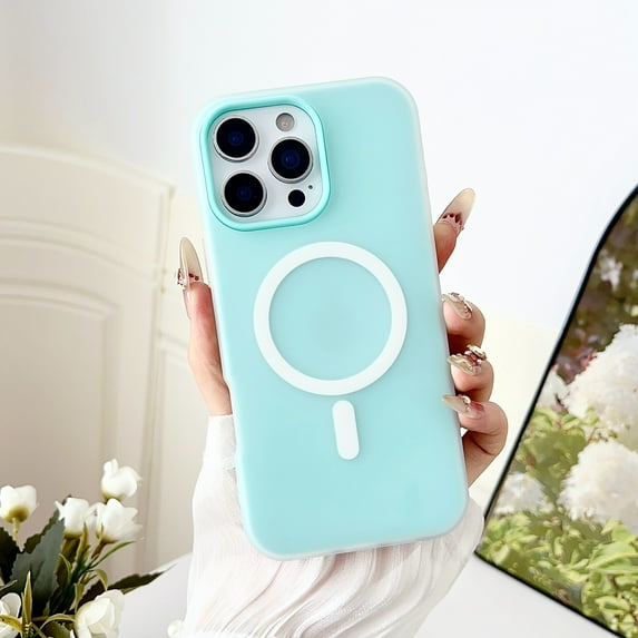 Decase Fashion Magnetic Case for iPhone 13 Pro,Rugged Magnetic Back Cover,Compatible with Mag-Safe,Matte Slim Shockproof Hard PC+Soft TPU Bumper Protective Phone Cover for Women Men,Cyan