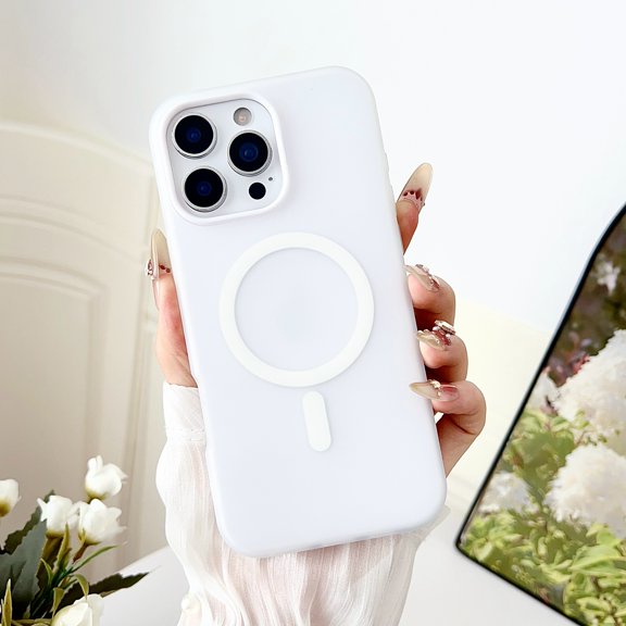 Decase Fashion Magnetic Case for iPhone 15,Rugged Magnetic Back Cover,Compatible with Mag-Safe,Matte Slim Shockproof Hard PC+Soft TPU Bumper Protective Phone Cover for Women Men,White