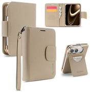 Decase Folding Phone Case for Apple iPhone Duo, 2-in-1 Detachable Magnetic Wallet Folio PU Leather Cover with RFID Blocking Card Cash Slots Kickstand, Apricot