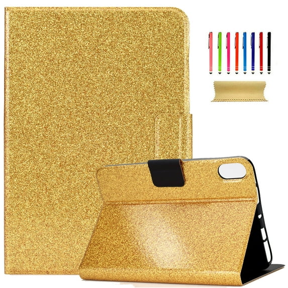 Decase Folio Case for Apple iPad 10th Generation, Glitter Folio Stand Smart Cover Auto Wake/Sleep PU Leather Protective Case for iPad 10.9 inch 2022,Gold