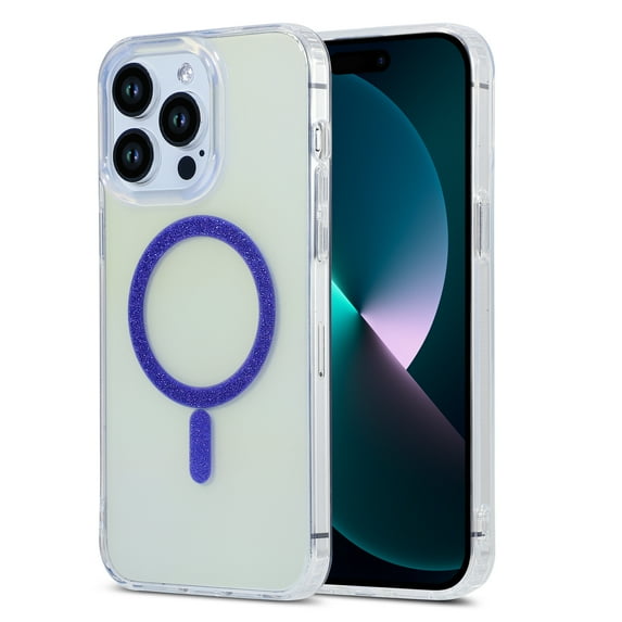 Decase For Apple iPhone 12 Pro,MagSafe Magnetic Translucent Bling Sparkle Gradient Case,Support Wireless Charging Soft Anti-Yellow Shockproof Phone Cover,For iPhone 12 Pro - Purple