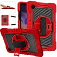 thumbnail image 1 of Decase For Galaxy Tab A8 10.5 inch X200 X205 X207,Shockproof Silicone 360 Rotating Hand Strap Kickstand Shoulder Starp Protector Case Cover,Red+Black, 1 of 9