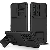 Decase For Samsung Galaxy A53 5G (6.5 inch) Case,Slim Shockproof Kickstand Slide Camera Lens Protector Case Cover,Black