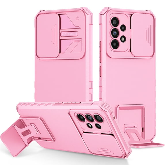 Decase For Samsung Galaxy A53 5G (6.5 inch) Case,Slim Shockproof Kickstand Slide Camera Lens Protector Case Cover,Pink