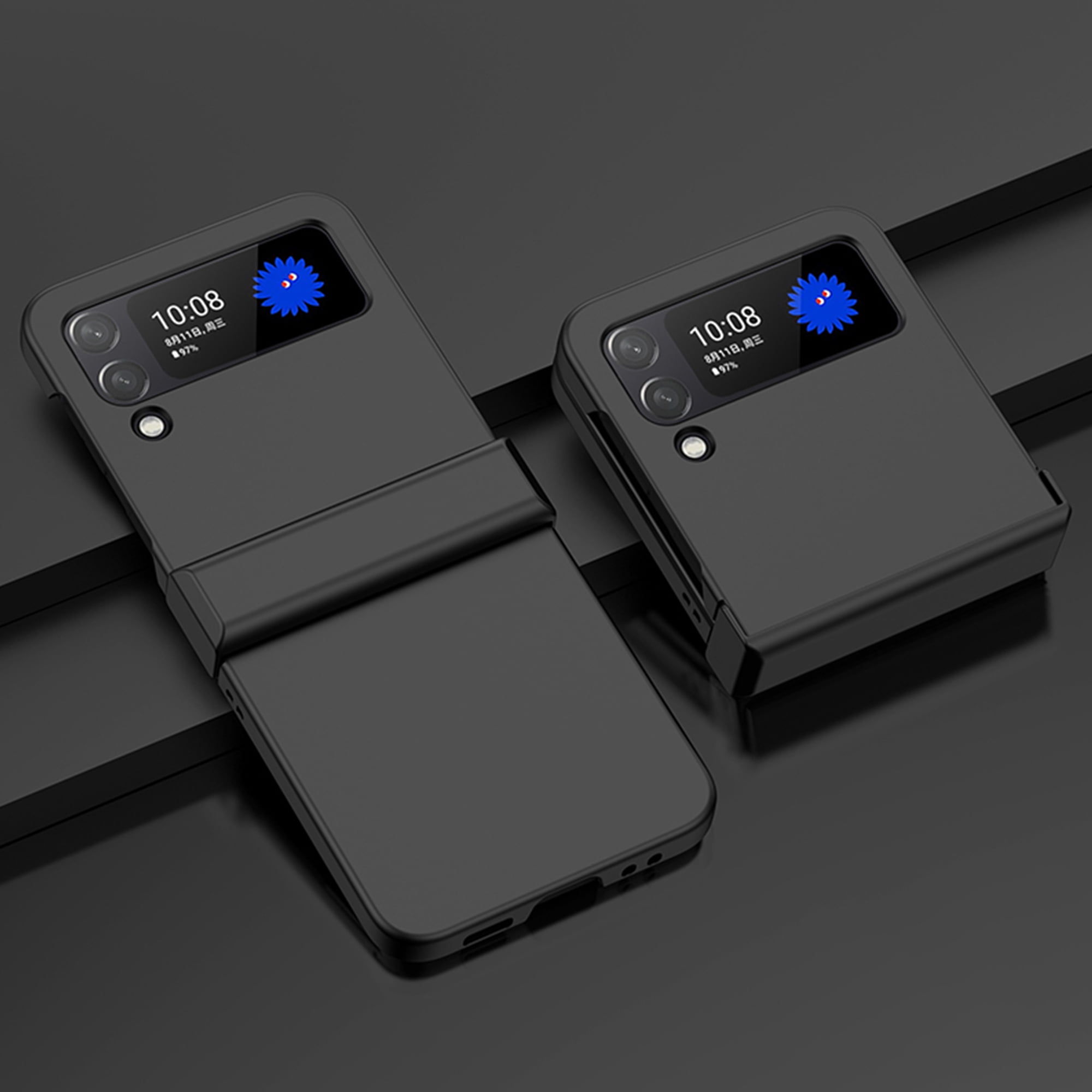 For Samsung Galaxy Z Flip 5/4/3 Shockproof Leather Hybrid Solid Plaid Slim  Case