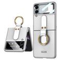 thumbnail image 1 of Decase For Samsung Galaxy Z Flip3 5G Shockproof Folding Metal Ring Stand Ultra Thin Hard PC Case Cover,Silver, 1 of 6