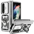 thumbnail image 1 of Decase For Samsung Galaxy Z Fold4,Shockproof Armor Magnetic Rotation Ring Stand Slide Camera Lens Protector Case Cover,Silver, 1 of 9