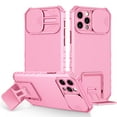 thumbnail image 1 of Decase For iPhone 11 Pro,Shockproof Telescopic Stand Hard PC Back Cover with Slide Camera Lens Protector Case,Pink, 1 of 12