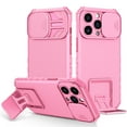 thumbnail image 1 of Decase For iPhone 13 Pro,Slim Shockproof Slide Lens Protector Telescopic Kickstand Hard Phone Case Cover,Pink, 1 of 11