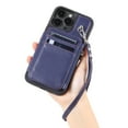 thumbnail image 1 of Decase For iPhone 15 Pro,Wallet Case PU Leather Shockproof Phone Shell Detachable Lanyard & Wrist Strap,Magnetic Buckle Back Cover Zipper Wallet Card Holder Pocket for Apple iPhone 15 Pro,Blue, 1 of 7