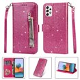 thumbnail image 1 of Decase Galaxy A32 5G Bling Wallet Phone Case  Sparkle Magnetic Clasp PU Leather Purse Folio Flip Cover with Strap Zipper Pocket for Samsung Galaxy A32 5G,Rose, 1 of 5