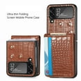 thumbnail image 1 of Decase Galaxy Z Flip 4 Wallet Case with Card Holder 9 Card Slots Large Storage Premium Luxury Crocodile Pattern PU Leather Flip Protective Kickstand Cover for Samsung Galaxy Z Flip 4 5G 2022 Brown, 1 of 8
