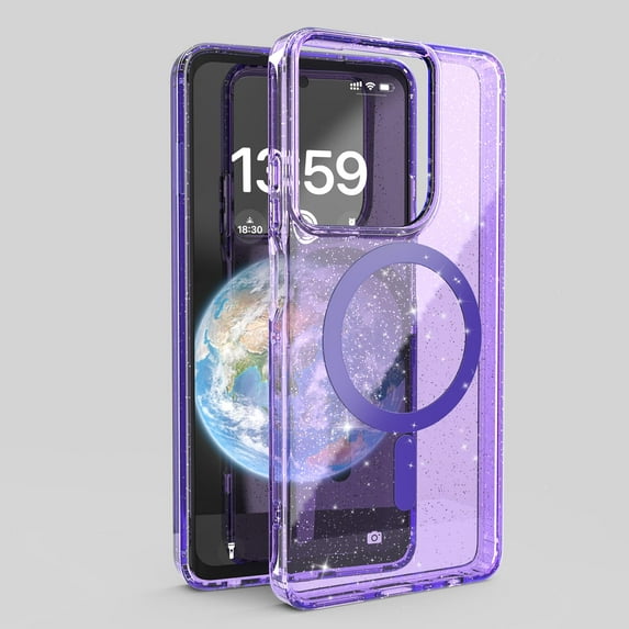 Decase Glitter Case for Motorola Moto G Stylus 5G 2025, Magnetic for Moto G Stylus 5G 2025 Case Compatible with MagSafe, Bling Sparkle Shockproof Phone Bumper Cover,Purple