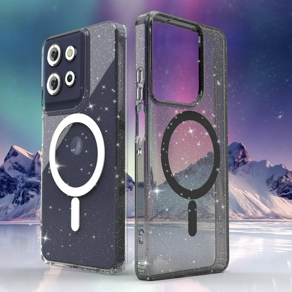 Decase Glitter Case for Motorola Moto G Stylus 5G 2025, Magnetic for Moto G Stylus 5G 2025 Case Compatible with MagSafe, Bling Sparkle Shockproof Phone Bumper Cover,Black