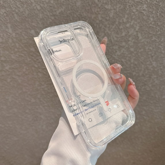 Decase Glitter Magnetic Shockproof Clear Case Compatible with iPhone 15 Pro Max,Military-Grade Anti-Scratch Sparkle Protective Back Cover with Hard PC+TPU Hybrid,Support Wireless Charging,Clear