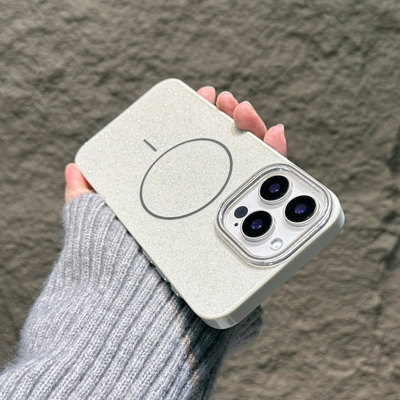 Decase Glitter Phone Case for iPhone 14 Pro Max, Slim and Shockproof, Wireless Charging Support, Sparkling Color Design, Mag-Safe Compatible,Protective Transparent Case with Magnetic Ring,White