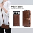 thumbnail image 1 of Decase for Google Pixel 7 Pro 6.7" Case, Multi-Function Zipper Leather Magnetic Pocket Wallet Case with Card Slot Holder, Detachable Flip Protective Cover with Crossbody Shoulder Strap, Brown, 1 of 8