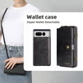 thumbnail image 1 of Decase for Google Pixel 7 Pro 6.7" Case, Multi-Function Zipper Leather Magnetic Pocket Wallet Case with Card Slot Holder, Detachable Flip Protective Cover with Crossbody Shoulder Strap, Black, 1 of 8