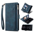 thumbnail image 1 of Decase for Google Pixel 7 Pro Flip Wallet Stand Case,Zipper Card Slot Holder,with Wrist Strap&Shoulder Strap,Magnetic Closure PU Leather Shockproof Anti-Fall Full Body Protection Case Cover,Darkblue, 1 of 9