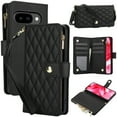 thumbnail image 1 of Decase for Google Pixel 7 Wallet Phone Case with Crossbody Lanyard Strap&Wrist Strip,Shockproof Stylish Zipper Pockets Case with Card Slots+Cash Slots,PU Leather Folio Book Design,Black, 1 of 9