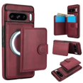 thumbnail image 1 of Decase for Google Pixel 8 Pro Flip PU Leather Back Cover with 2-in-1 Detachable Magnetic Wallet with 5 Card Slots Compatible Mag-Safe and RFlD Blocking Kickstand and Wireless Charging,Winered, 1 of 6