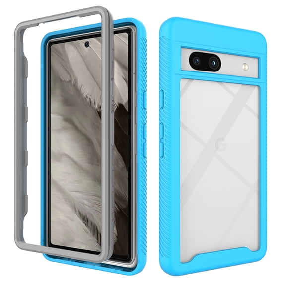 Decase for Google Pixel 8A Dual-Layer Protection Case,Slim Shockproof Rugged Heavy Duty Durable Case,Anti-Scratch Lightweight Protective Transparent Phone Cover Case,Blue